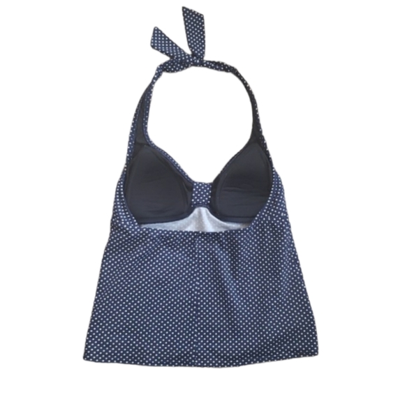 Land's End Navy Polka Dot Tankini Swim Top - Picture 3 of 4